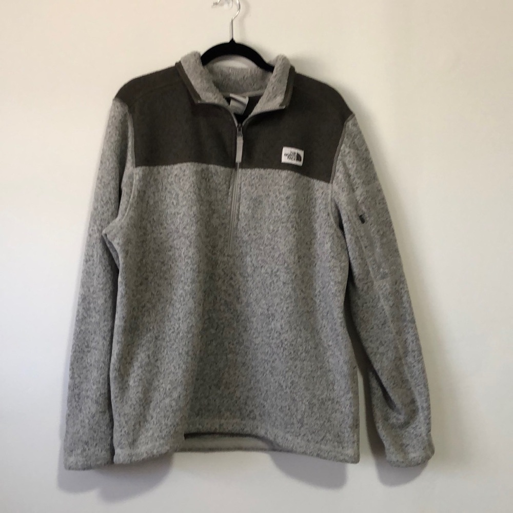 The North Face Men's Gordon Lyons 1/4 Zip Gray Green Fleece Sweater  Large
